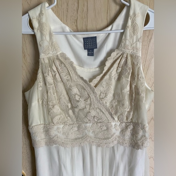 Rabbit Rabbit Designs Dress Ivory Lace Knit Lined Stretch Pullover Sleeveless 16 - Picture 2 of 10